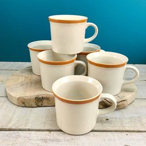 VINTAGE Stonecrest Korea Coffee Mugs Set Of 6 Mid-Century Boho Hand Painted